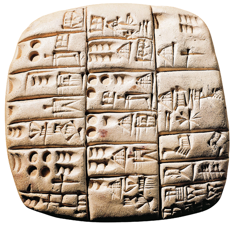 Imagem: Fotografia. Um objeto claro em formato quadrado dividido em três colunas cada uma dividida em pequenos retângulos com diferentes desenhos fundos na superfície. Fim da imagem.